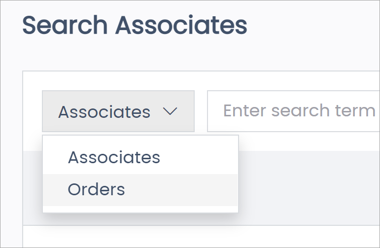 Search Associates drop-down